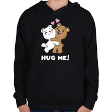 PRINTFASHION Bear Hug - Gyerek kapucnis pulóver - Fekete