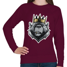 PRINTFASHION Bear King - Női pulóver - Bordó