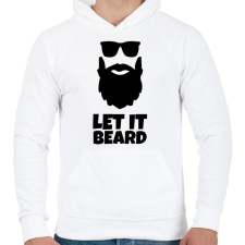 PRINTFASHION BEARD - Férfi kapucnis pulóver - Fehér férfi pulóver, kardigán