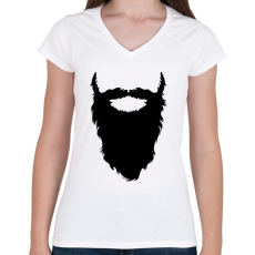 PRINTFASHION Beard - Női V-nyakú póló - Fehér