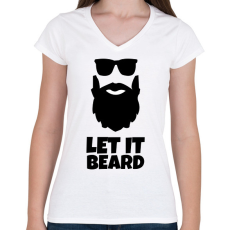 PRINTFASHION BEARD - Női V-nyakú póló - Fehér