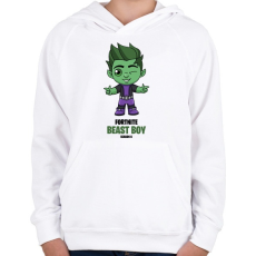 PRINTFASHION Beast Boy - Fortnite Season 6 - Gyerek kapucnis pulóver - Fehér