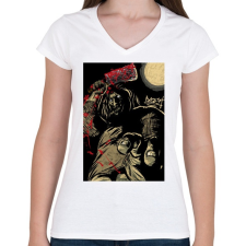 PRINTFASHION Beast Design Killer - Női V-nyakú póló - Fehér női póló