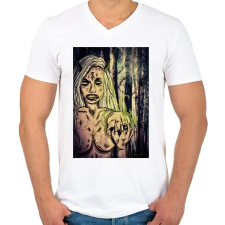 PRINTFASHION Beast Design Witch Bitch - Férfi V-nyakú póló - Fehér férfi póló