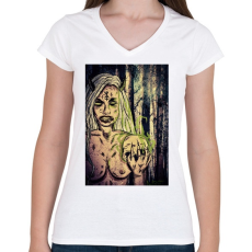 PRINTFASHION Beast Design Witch Bitch - Női V-nyakú póló - Fehér