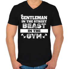 PRINTFASHION Beast in the gym - Férfi V-nyakú póló - Fekete