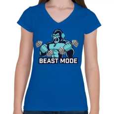 PRINTFASHION BEAST MODE - Női V-nyakú póló - Királykék
