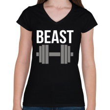 PRINTFASHION BEAST - Női V-nyakú póló - Fekete női póló