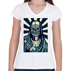 PRINTFASHION BeastDesign - Női V-nyakú póló - Fehér