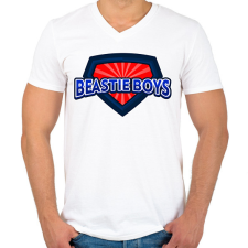 PRINTFASHION BEASTIE BOYS - Férfi V-nyakú póló - Fehér férfi póló