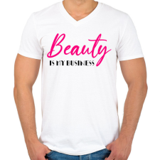 PRINTFASHION Beauty is my business - Férfi V-nyakú póló - Fehér férfi póló