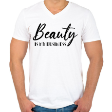 PRINTFASHION Beauty is my business - Férfi V-nyakú póló - Fehér