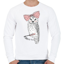 PRINTFASHION Beauty Owl - Férfi pulóver - Fehér férfi pulóver, kardigán