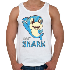 PRINTFASHION Bébi cápa - baby shark - Férfi atléta - Fehér atléta, trikó
