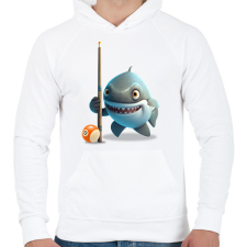 PRINTFASHION Bébi cápa biliárdozik - Férfi kapucnis pulóver - Fehér férfi pulóver, kardigán