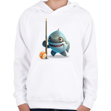 PRINTFASHION Bébi cápa biliárdozik - Gyerek kapucnis pulóver - Fehér
