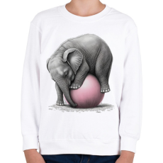 PRINTFASHION Bébi elefánt egy pink labdával - Gyerek pulóver - Fehér