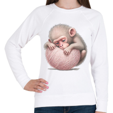 PRINTFASHION Bébi majom egy pink labdával - Női pulóver - Fehér női pulóver, kardigán