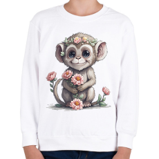 PRINTFASHION Bébi majom virágokkal - Gyerek pulóver - Fehér