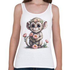 PRINTFASHION Bébi majom virágokkal - Női atléta - Fehér
