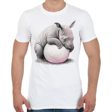 PRINTFASHION Bébi orrszarvú egy pink labdával - Férfi póló - Fehér
