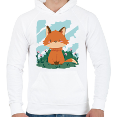 PRINTFASHION Bébi róka - Férfi kapucnis pulóver - Fehér