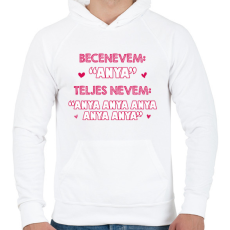 PRINTFASHION Becenevem: Anya - Férfi kapucnis pulóver - Fehér