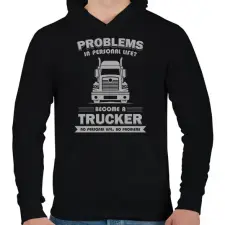 PRINTFASHION Become a trucker - Férfi kapucnis pulóver - Fekete férfi pulóver, kardigán
