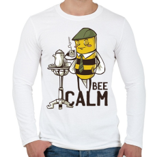 PRINTFASHION Bee Calm - Férfi hosszú ujjú póló - Fehér