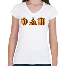 PRINTFASHION Bee different - Női V-nyakú póló - Fehér