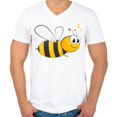 PRINTFASHION bee - Férfi V-nyakú póló - Fehér