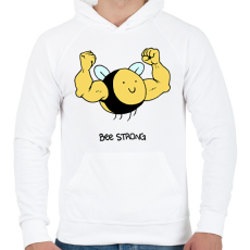 PRINTFASHION Bee strong - Férfi kapucnis pulóver - Fehér