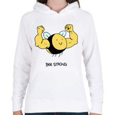 PRINTFASHION Bee strong - Női kapucnis pulóver - Fehér női pulóver, kardigán