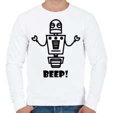 PRINTFASHION Beep! robot - Férfi pulóver - Fehér férfi pulóver, kardigán