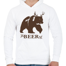 PRINTFASHION Beer Medve-szarvas - Férfi kapucnis pulóver - Fehér férfi pulóver, kardigán