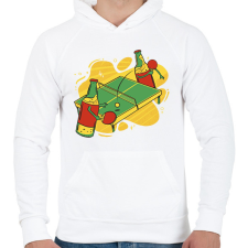 PRINTFASHION Beer ping pong - Férfi kapucnis pulóver - Fehér férfi pulóver, kardigán
