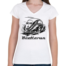 PRINTFASHION Beetle run eroded - Női V-nyakú póló - Fehér női póló