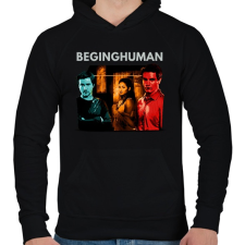 PRINTFASHION BEGINGHUMAN - Férfi kapucnis pulóver - Fekete férfi pulóver, kardigán