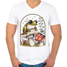 PRINTFASHION Béka és gomba - Férfi V-nyakú póló - Fehér