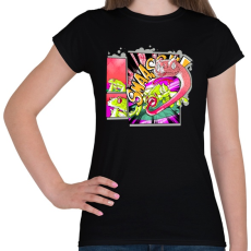 PRINTFASHION béka és kígyó - Női póló - Fekete