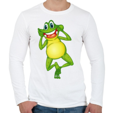 PRINTFASHION Béka - Férfi hosszú ujjú póló - Fehér férfi póló