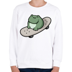 PRINTFASHION Béka gördeszkán - Gyerek pulóver - Fehér