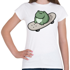 PRINTFASHION Béka gördeszkán - Női póló - Fehér