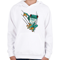 PRINTFASHION Béka - Gyerek kapucnis pulóver - Fehér