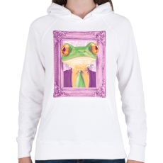 PRINTFASHION Béka kép - Női kapucnis pulóver - Fehér