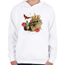 PRINTFASHION Béka király - Gyerek kapucnis pulóver - Fehér
