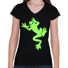PRINTFASHION Béka - Női V-nyakú póló - Fekete női póló