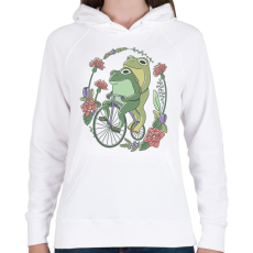PRINTFASHION Béka pár biciklin - Női kapucnis pulóver - Fehér