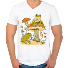 PRINTFASHION Békák és gomba - Férfi V-nyakú póló - Fehér férfi póló