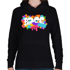 PRINTFASHION Béke és szerelem - Női kapucnis pulóver - Fekete női pulóver, kardigán